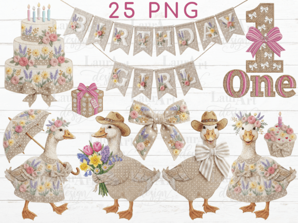 Birthday Goose Embroidery for First Birthdays