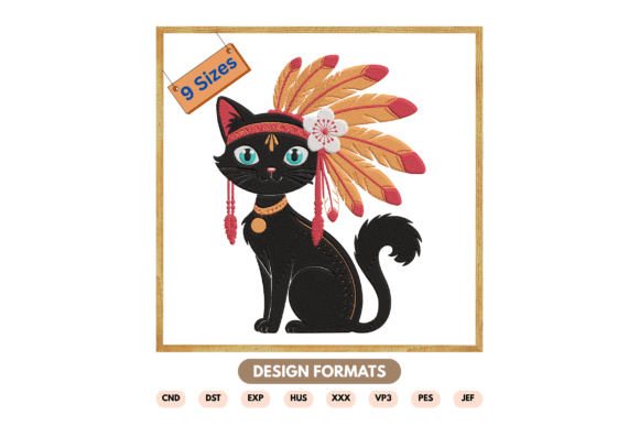 Boho Charm in Every Stitch: Black Cat with Feather Embroidery Design Review