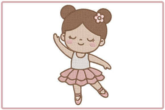 Cute Ballerina Girl Embroidery Design