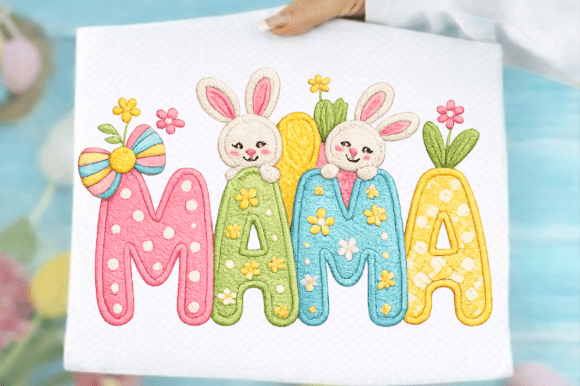 Faux Embroidery Mama Bunny Png: A Sweet Addition to Boutique Apparel Embellishment