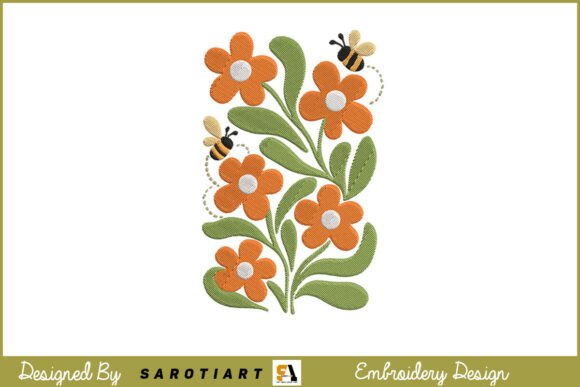 Flowers with Bee Boho Embroidery Design Review