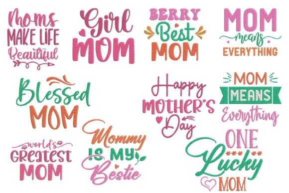 Mom Quotes Embroidery Bundle