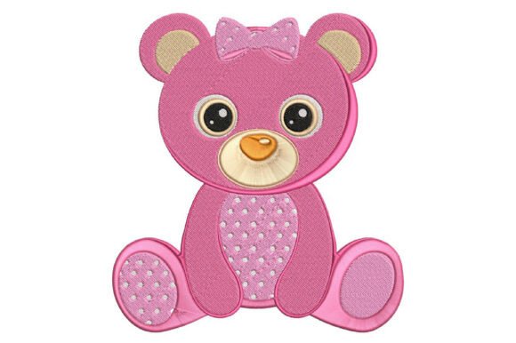 Pink Teddy Bear Embroidery Design